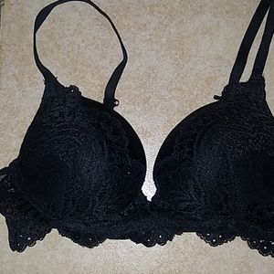 Black lace push up bra